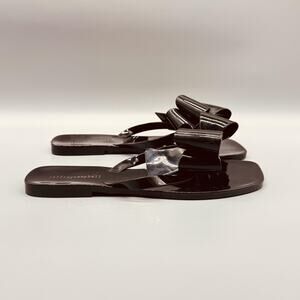Jeffrey Campbell Sandal Womens 10 Black Jelly Thong Slide Bow Summer Beach